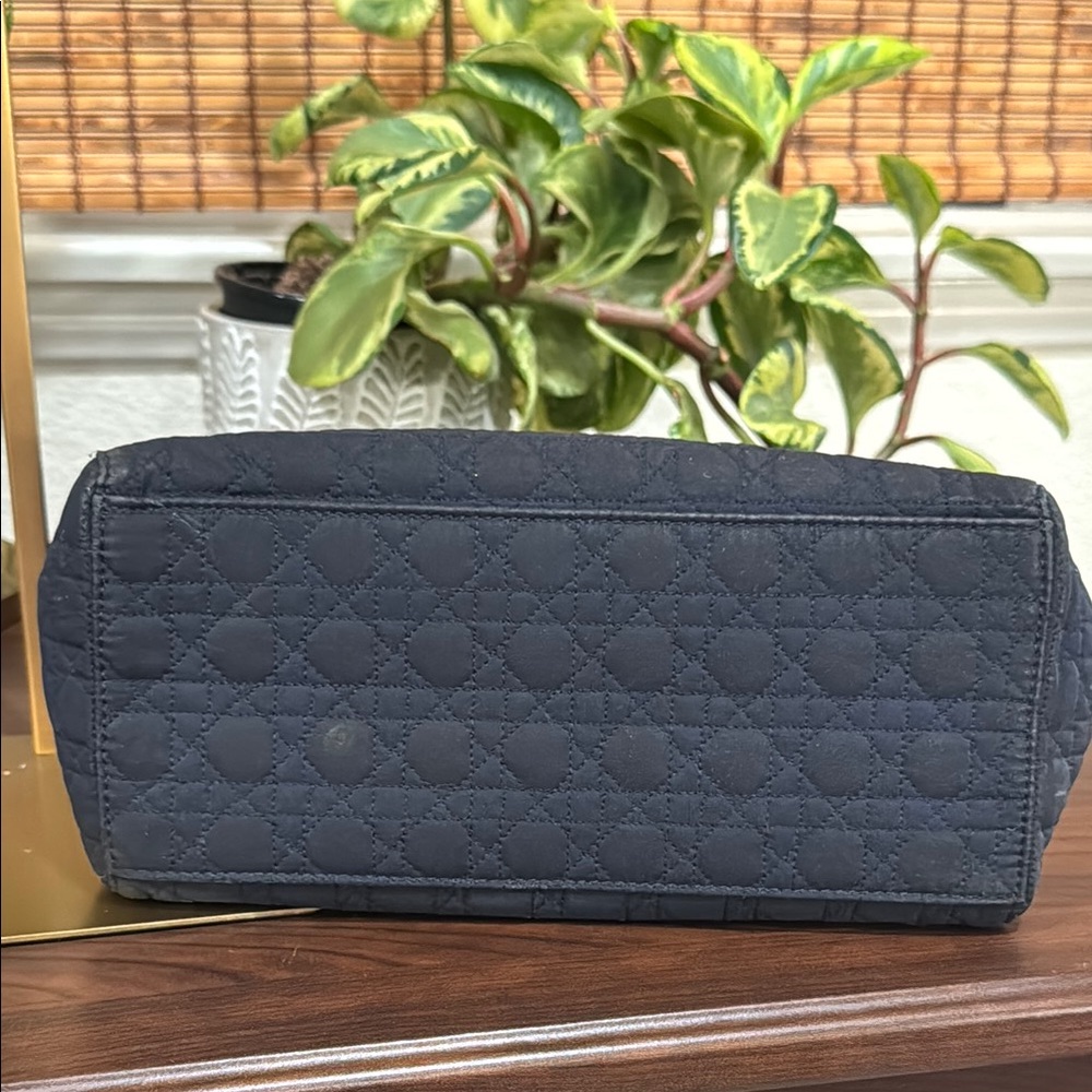 Dior ‘Lady Dior’ Navy Blue and Gold Hand Bag with Iconic Charm - Picture 8 of 10